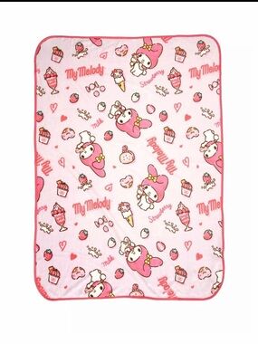 Sanrio My Melody pink plush throw blanket with repeating My Melody NWT 45x60
